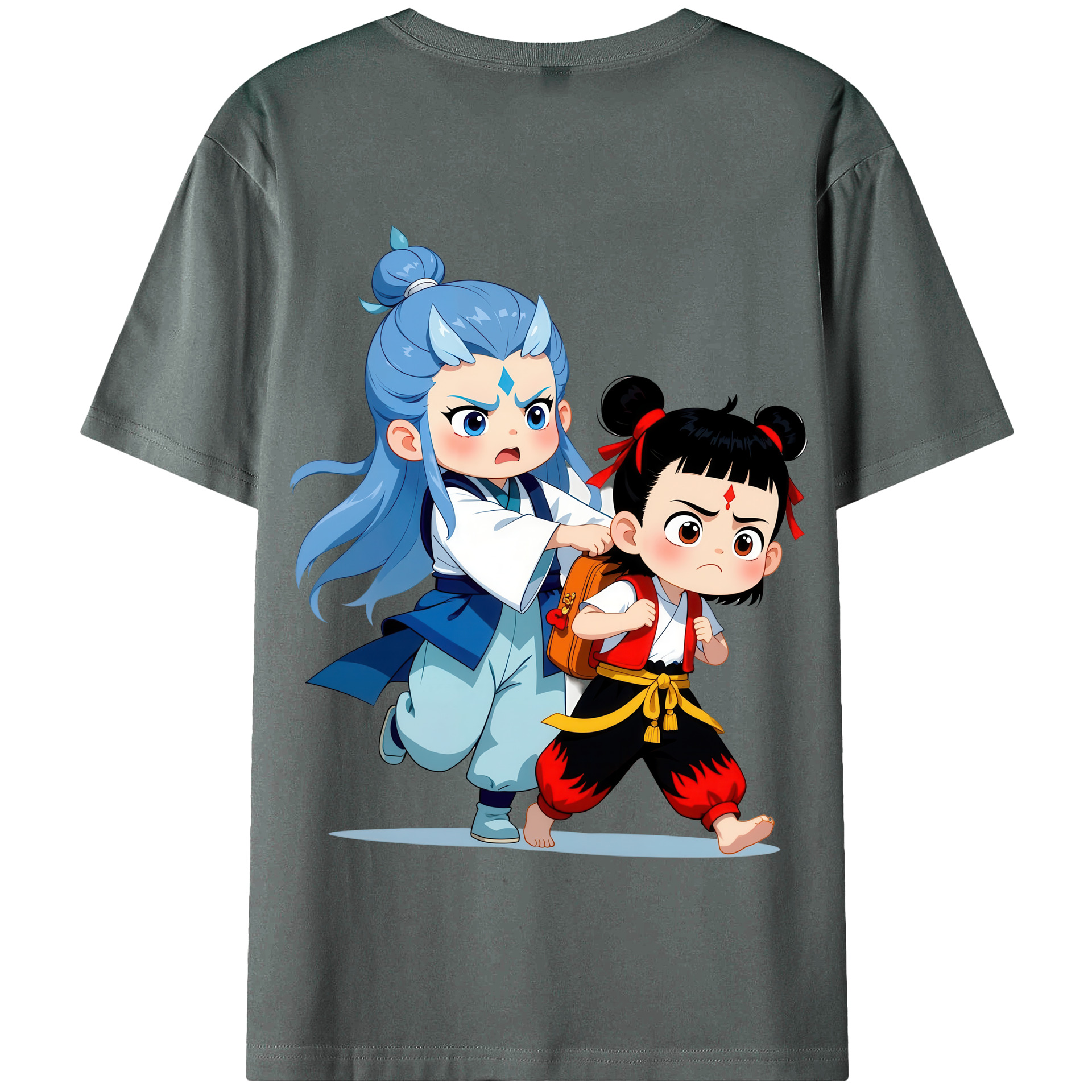 （画像用） Ne Zha 2 ナタ 魔童の大暴れ 綿100％半袖Tシャツ（背面プリント）